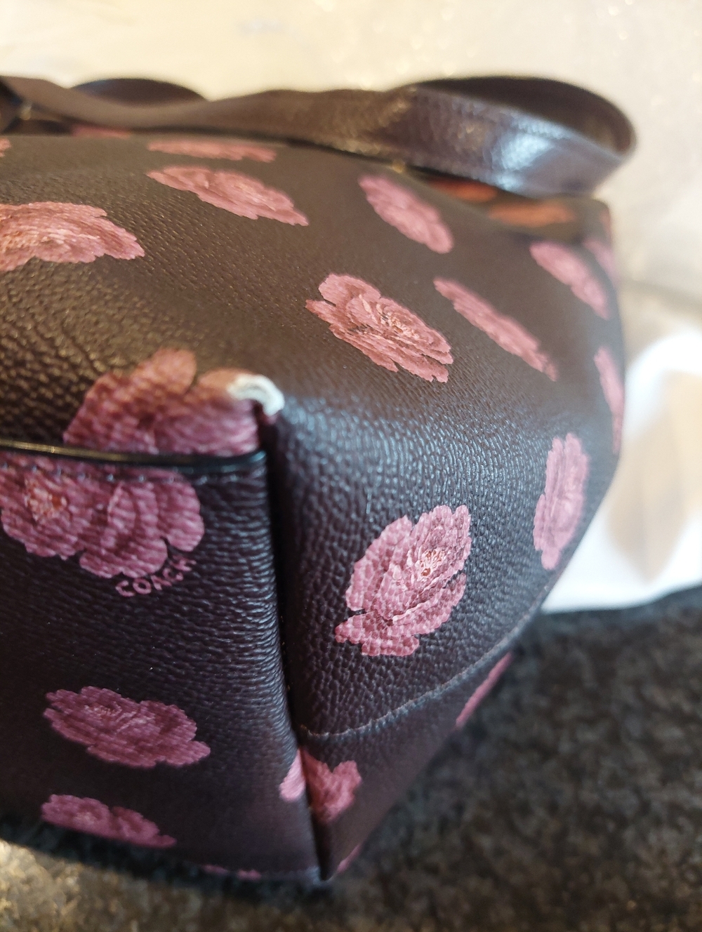 Coach Plum Tote and Matching Wallet with Pink Rose Print - Picture 10 of 12
